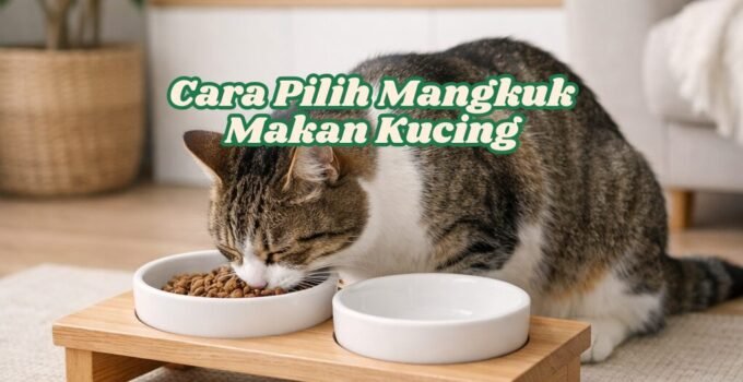 Kucing makan menggunakan mangkuk makan kucing elevated